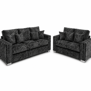 Ruby Alaska 3+2 Seater Crush Velvet Dark Grey Sofa