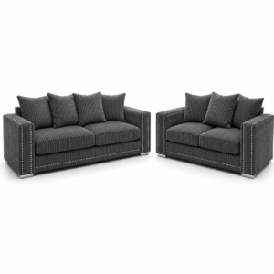 Ruby Alaska 3+2 Seater Jumbo Cord Dark Grey Sofa Set