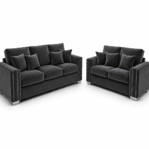 Ruby Alaska 3+2 Seater Plush Velvet Dark Grey Sofa
