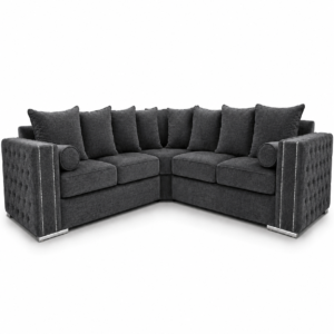 Ruby Alaska 5 Seater Corner Chenille Dark Grey Sofa