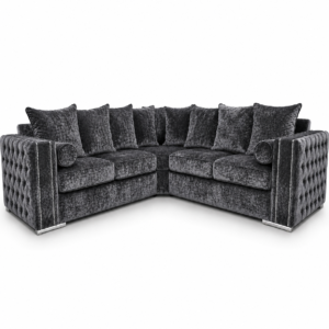 Ruby Alaska 5 Seater Corner Crush Velvet Dark Grey Sofa