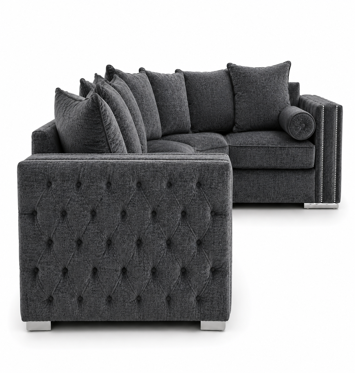 Ruby Alaska 5 Seater Corner Naples & Kensington Dark Grey Sofa 2