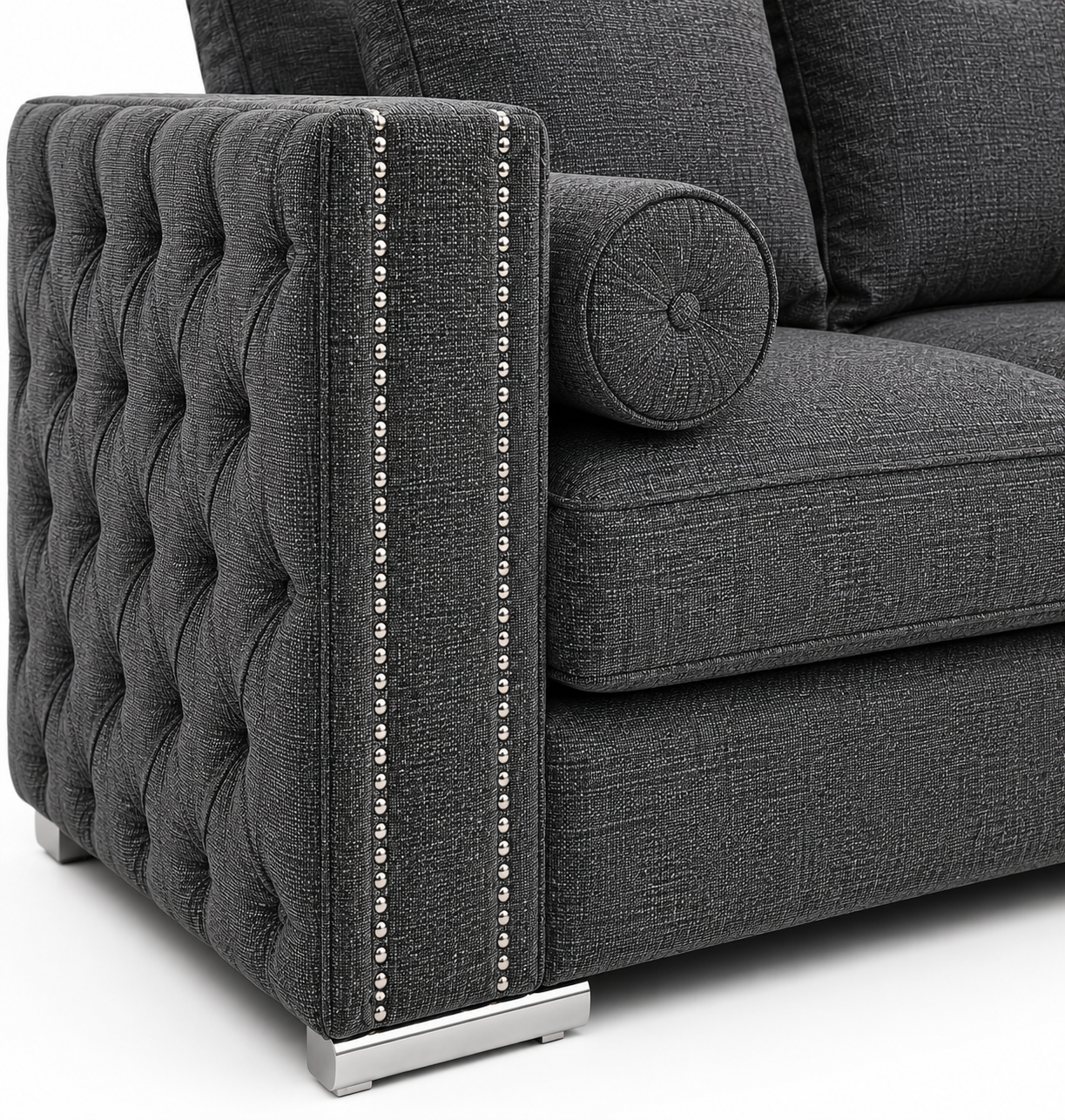 Ruby Alaska 5 Seater Corner Naples & Kensington Dark Grey Sofa - Image 3