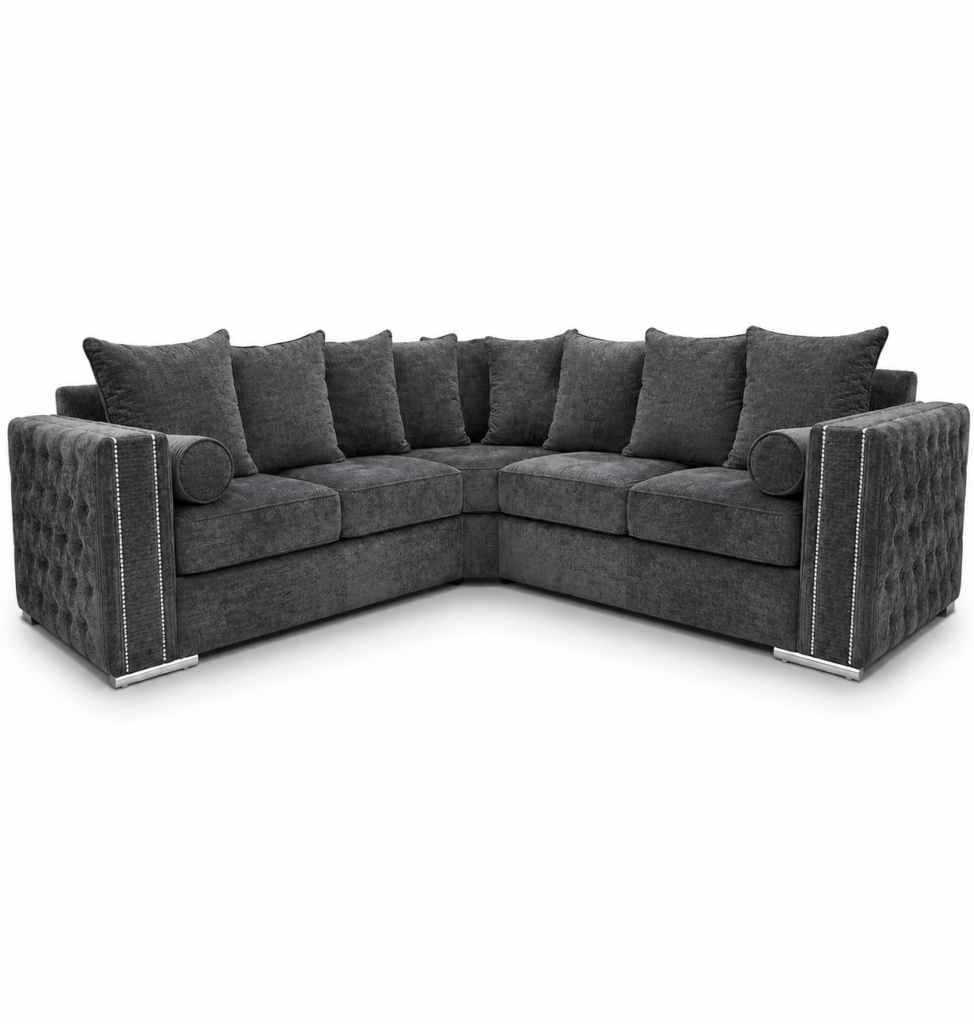 Ruby Alaska 5 Seater Corner Naples & Kensington Dark Grey Sofa