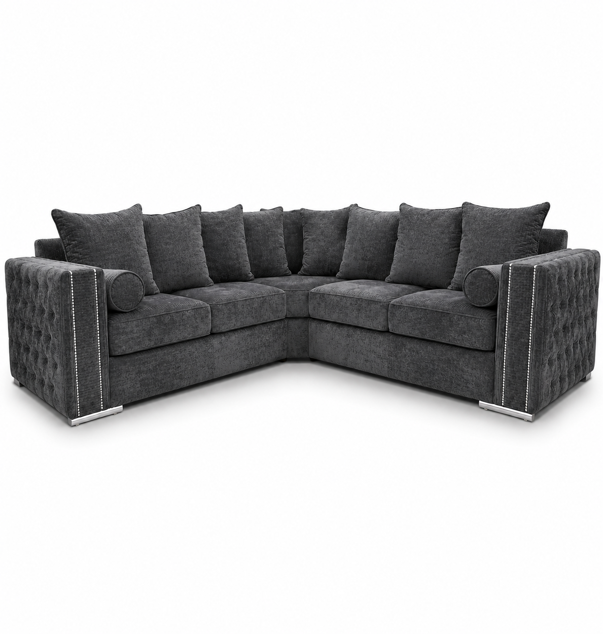 Ruby Alaska 5 Seater Corner Naples & Kensington Dark Grey Sofa