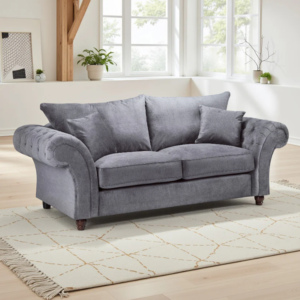 NICOLE 3 Seater Chenille Dark Grey Sofa