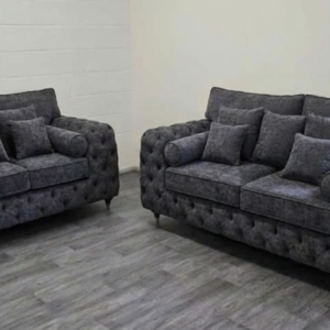 ASHTON 3+2 Seater Chenille Dark Grey Sofa Set
