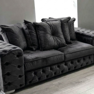 ASHTON 3 Seater Plush Velvet Dark Grey Sofa