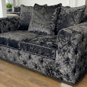 ASHTON 2 Seater Crush Velvet Dark Grey Sofa