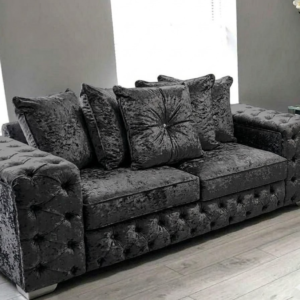 ASHTON 3 Seater Crush Velvet Dark Grey Sofa