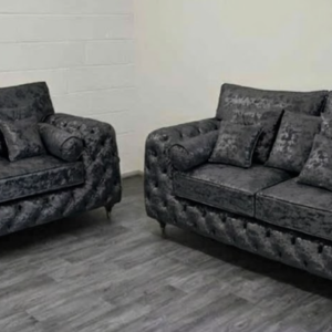 ASHTON 3+2 Seater Crush Velvet Dark Grey Sofa Set