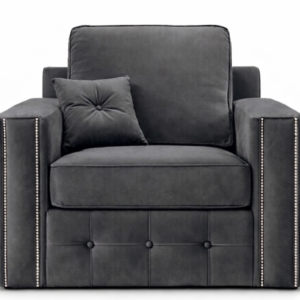 Ruby Alaska 1 Seater Plush Velvet Dark Grey Sofa | Boutique Silk-Touch Armchair