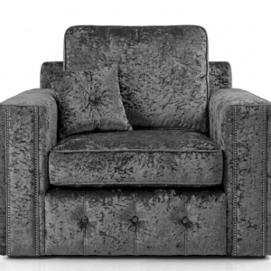 Ruby Alaska 1 Seater Crush Velvet Dark Grey Sofa | Glamour Statement Armchair
