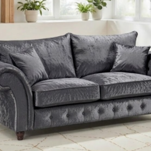 NICOLE 3 Seater Crush Velvet Dark Grey Sofa | Grand Shimmering Family Sofa
