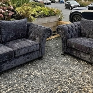 NICOLE 3+2 Seater Crush Velvet Dark Grey Sofa Set