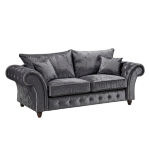 NICOLE 3 Seater Crush Velvet Dark Grey Sofa | Grand Shimmering Family Sofa