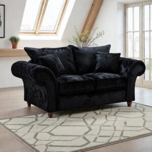 NICOLE 2 Seater Crush Velvet Dark Grey Sofa | Glamorous Shimmer Loveseat