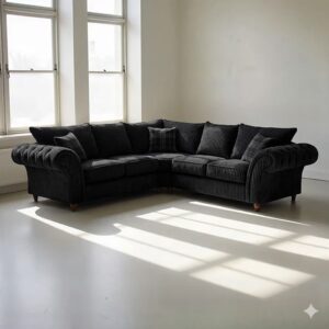 NICOLE 5 Seater Corner Jumbo Cord Dark Grey Sofa