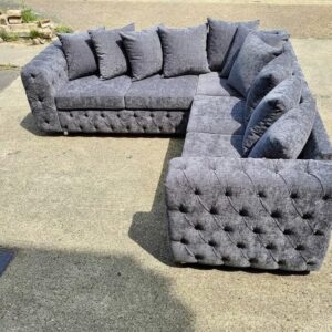 ASHTON 5 Seater Corner Sofa Chenille Dark Grey