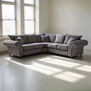 NICOLE 5 Seater Corner Naples & Kensington Dark Grey Sofa