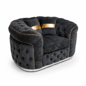 1 Seater Madrid Chesterfield Chenille Dark Grey Sofa