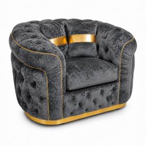 1 Seater Madrid Chesterfield Crush Velvet Dark Grey Sofa 1