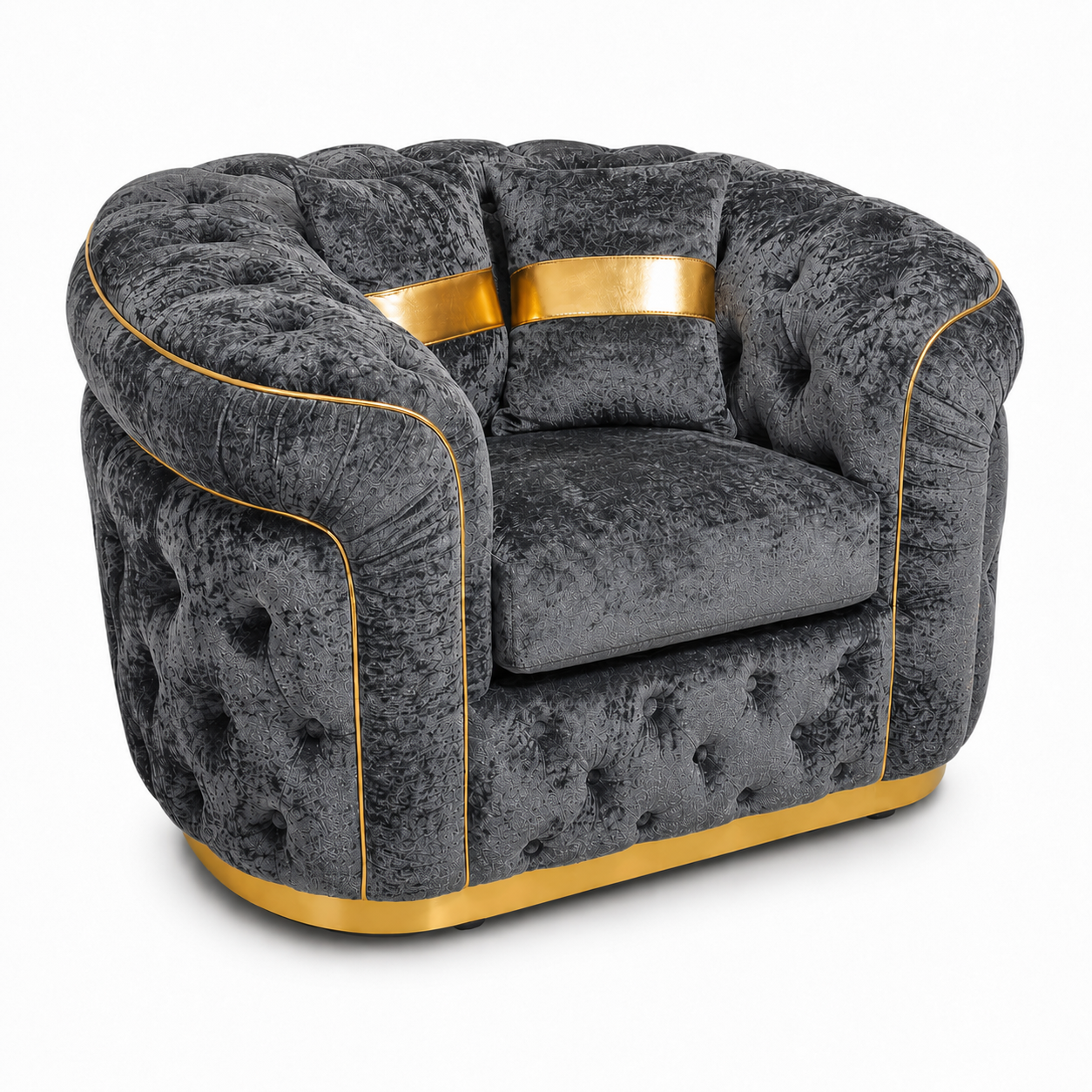 1 Seater Madrid Chesterfield Crush Velvet Dark Grey Sofa 1 1 Seater Madrid Chesterfield Crush Velvet Dark Grey Sofa 1