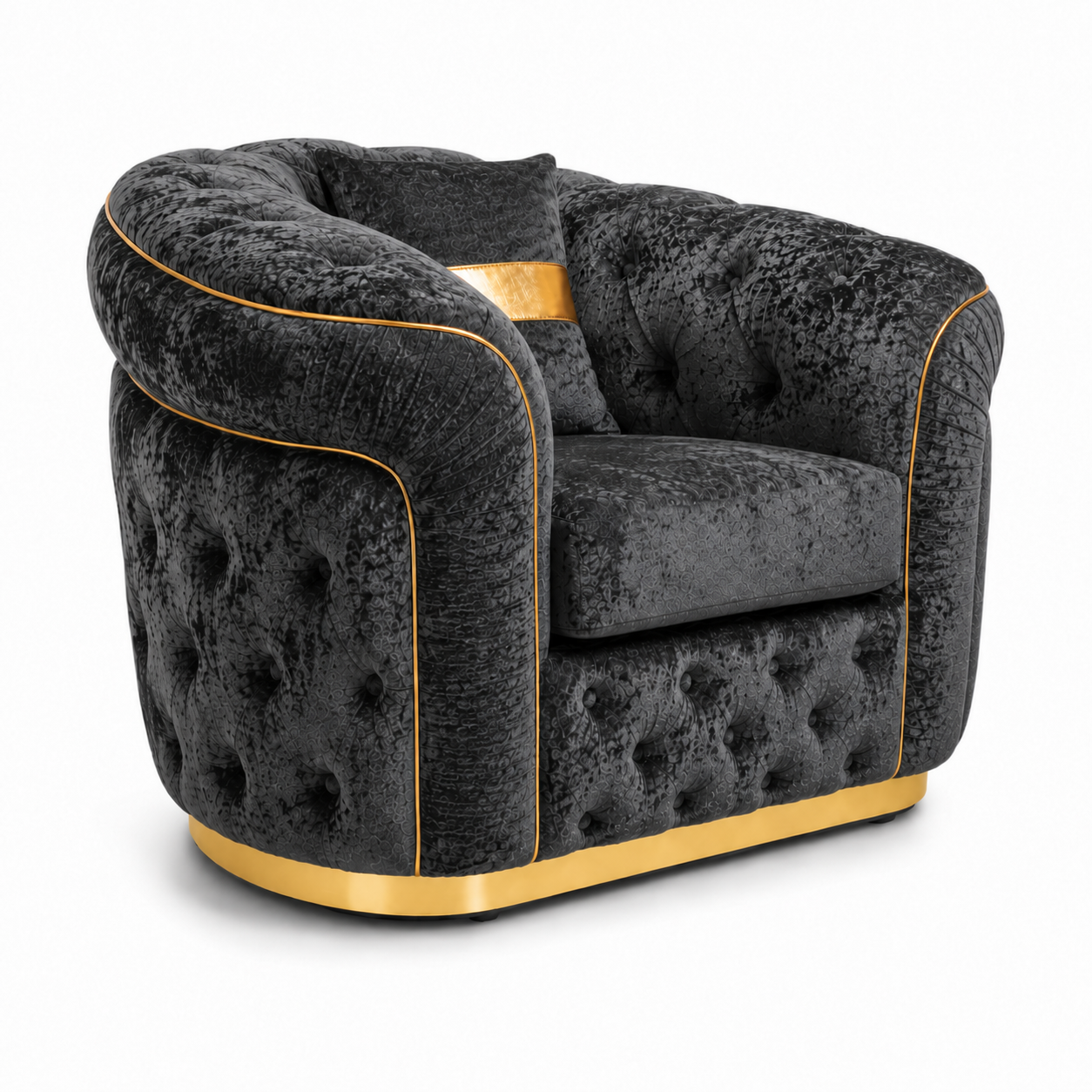 1 Seater Madrid Chesterfield Crush Velvet Dark Grey Sofa 2