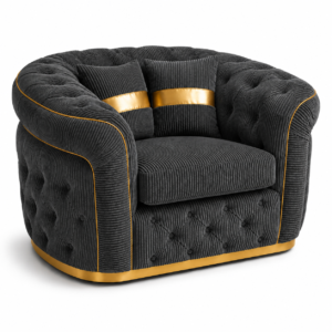 1 Seater Madrid Chesterfield Jumbo Cord Dark Grey Sofa 1