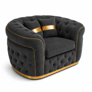 1 Seater Madrid Chesterfield Jumbo Cord Dark Grey Sofa 2