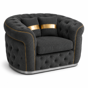 1 Seater Madrid Chesterfield Jumbo Cord Dark Grey Sofa
