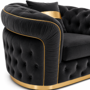 1 Seater Madrid Chesterfield Plush Velvet Dark Grey Sofa close up image