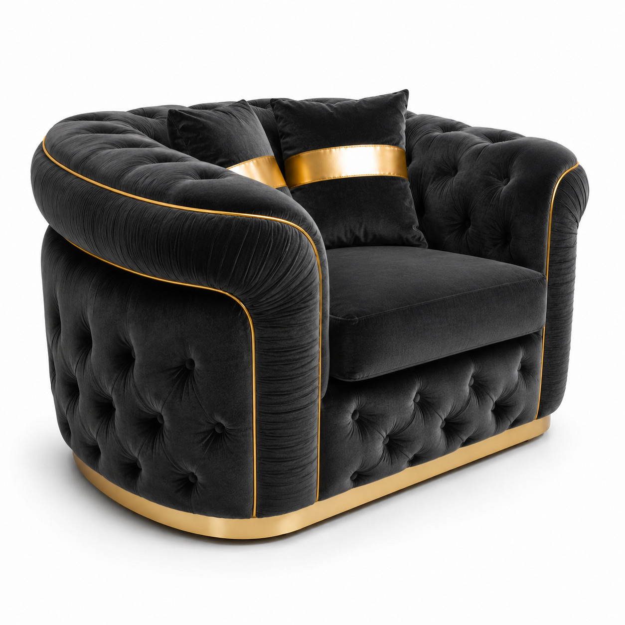 1 Seater Madrid Chesterfield Plush Velvet Dark Grey Sofa side pose 1 Seater Madrid Chesterfield Plush Velvet Dark Grey Sofa side pose