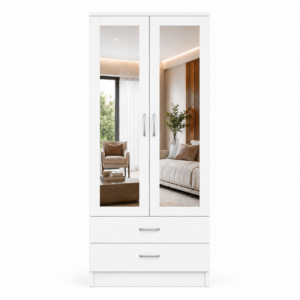 2 Door Wardrobe with 2 Drawers White front