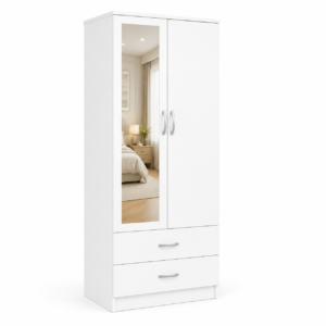 2 Door Wardrobe with 2 Drawers with one mirror
