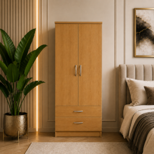 2 Door Wardrobe with 2 Drawers without mirror Oak life style
