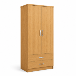 2 Door Wardrobe with 2 Drawers without mirror Oak side pose