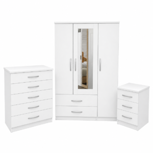 3 Door Wardrobe Set White | The Complete Triple Master Suite