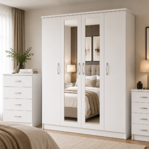 4 Door Wardrobe Set White lifestyle