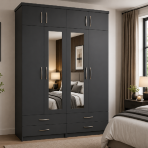 4 Door Wardrobe With Topbox Gray lifestyle