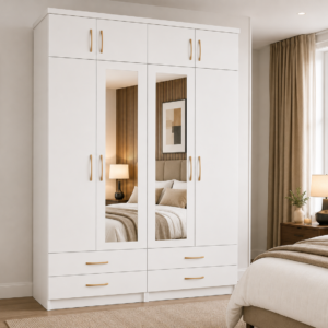 4 Door Wardrobe With Topbox White lifestyle