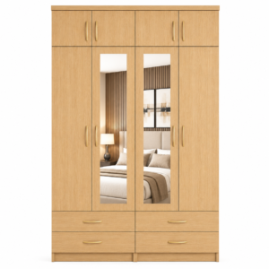 4 door wardrobe with topbox oak front