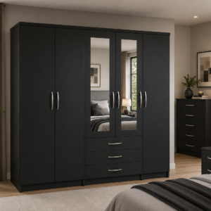 5 Door Wardrobe Black clifestyle image