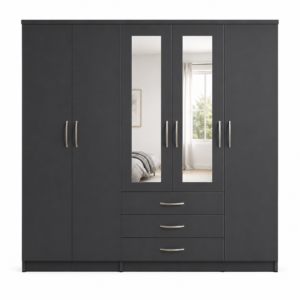 5 Door Wardrobe Black