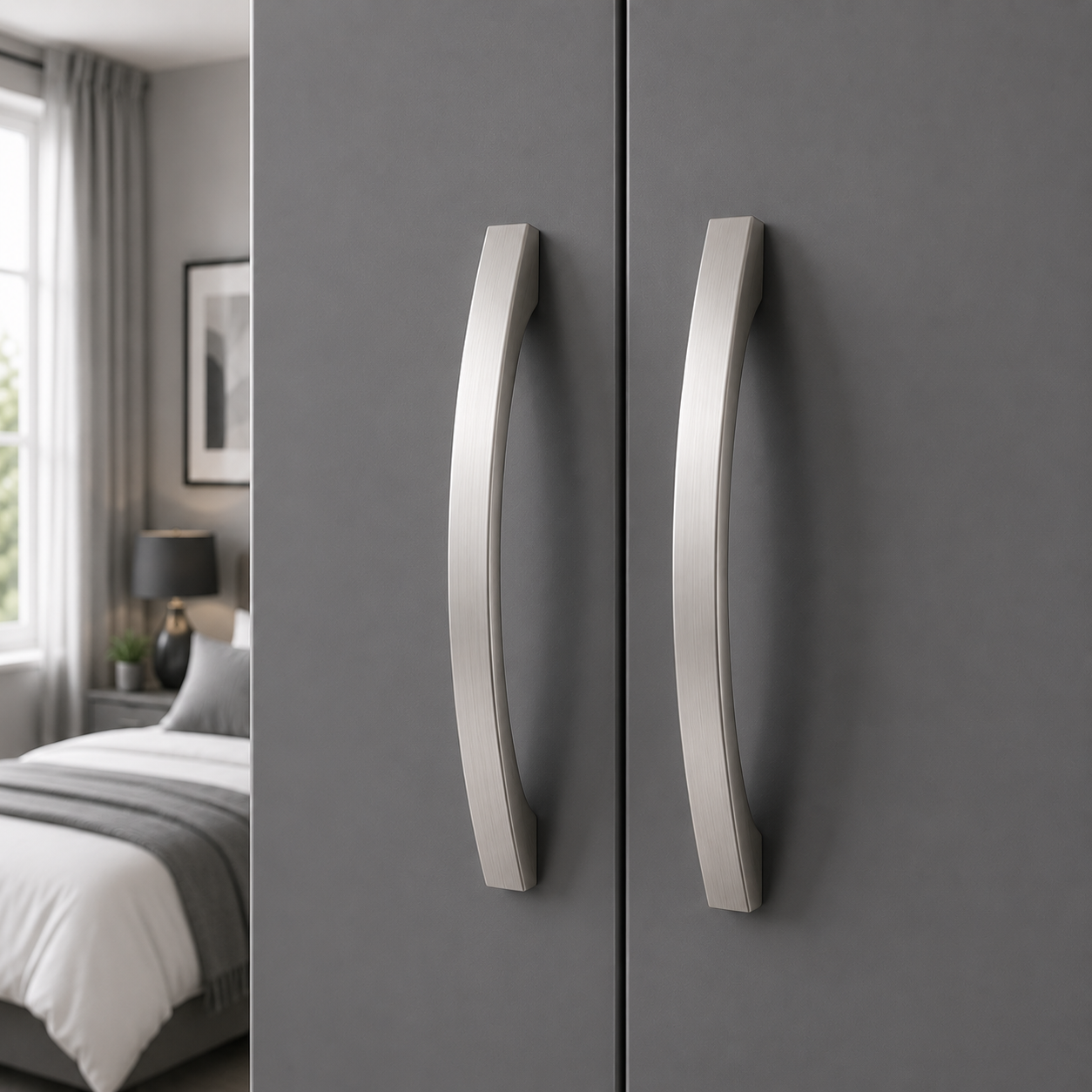 5 Door Wardrobe Gray close up
