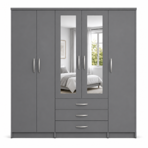 5 Door Wardrobe Gray