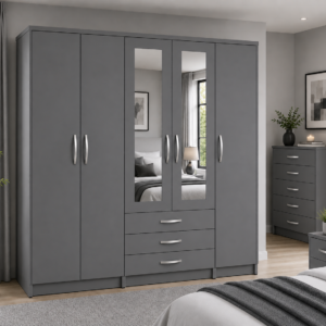 5 Door Wardrobe Gray lifestyle