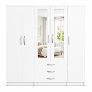 5 Door Wardrobe White front