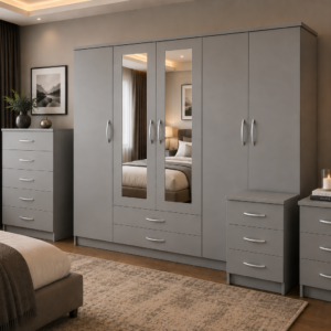 5 Door Wardrobe set Gray lifestyle 2