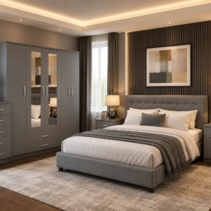 5 Door Wardrobe set Gray lifestyle